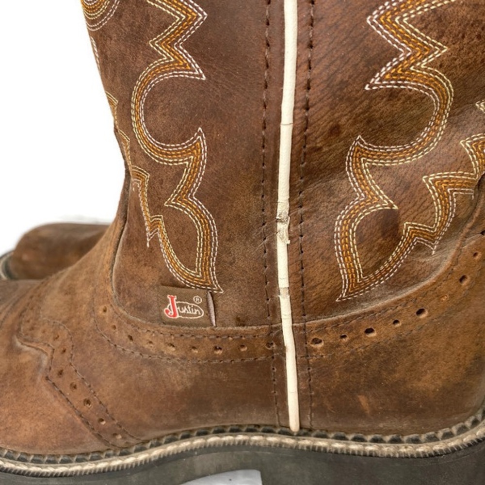 Justin INJI 11' Western Boots Aged Bark Women's Size 7 - Picture 3 of 7